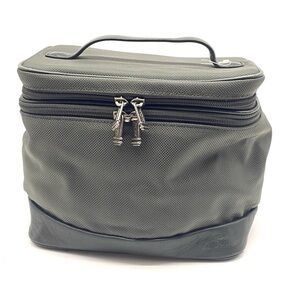 TUMI Gray Men's Cosmetics Travel Bag Pouch Mirror Double Zipper Top Handle